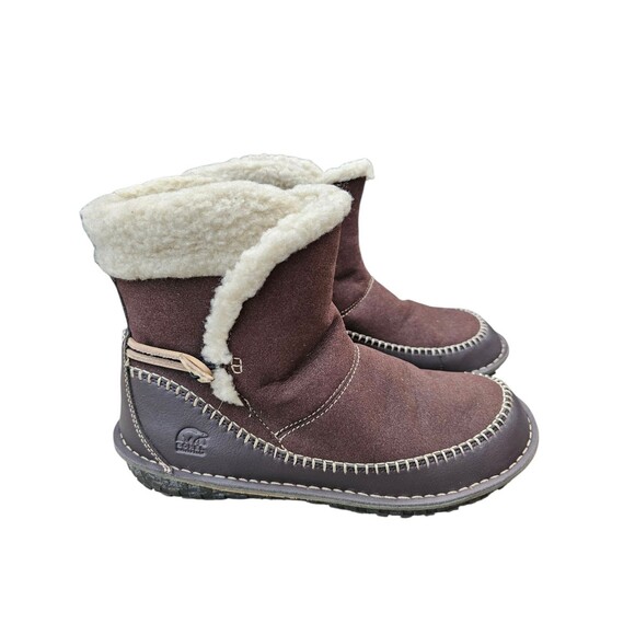 Sorel Anyu Winter Boots Snow Sherpa Shoes Womens 11 US Brown Suede Shearling - Picture 1 of 16
